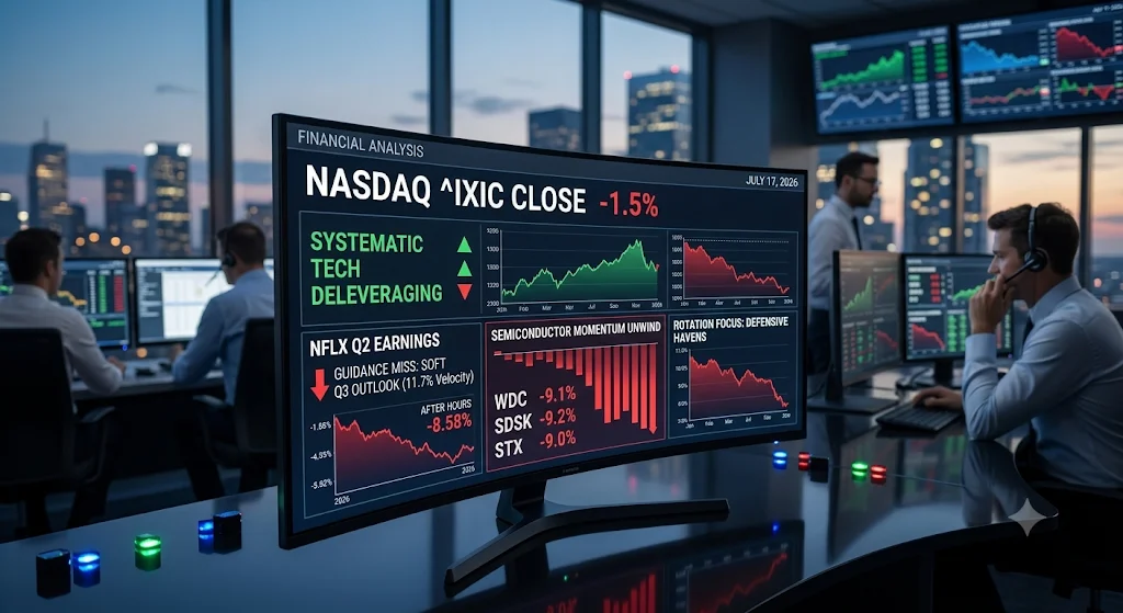 Stocks Fall After Netflix Whiff, Chip Stocks Sell-Off Hampers Nasdaq